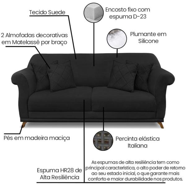 Imagem de Sofa 2 Lugares Retro Polo 160cm Com Almofada Suede 1105 Ezz