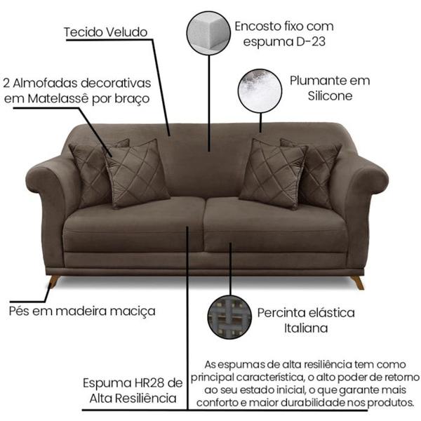 Imagem de Sofa 2 Lugares Retro Polo 180cm Com Almofada Veludo 2231 Ezz