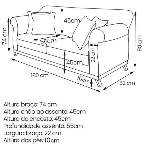 Imagem de Sofa 2 Lugares Retro Polo 180cm Com Almofada Veludo 2237 Ezz