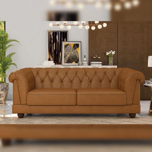 Imagem de Sofá 2 Lugares Sala de Estar Living 190cm Soho M03 material sintético Whisky - Lyam Decor