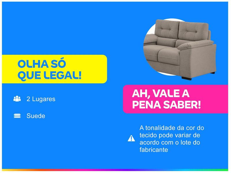 Imagem de Sofá 2 Lugares Suede Decore Cascaya Linoforte