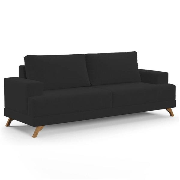 Imagem de Sofá 200cm 3 Lugares Pés Curvos Santi Suede D05 Preto - Mpozenato