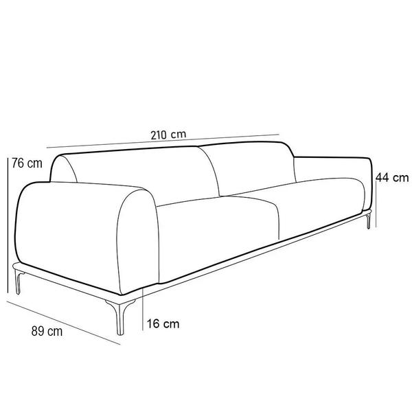 Imagem de Sofá 210cm 3 Lugares Base Gold Molino D06 PU C-12 Branco - Mpozenato