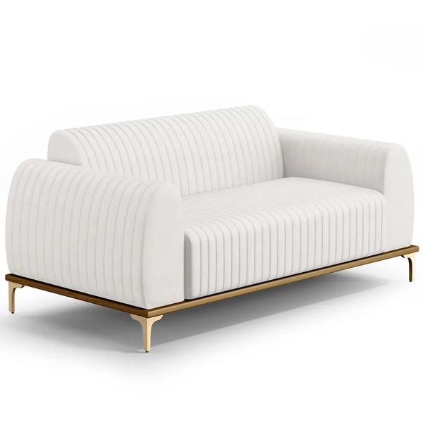 Imagem de Sofá 210cm 3 Lugares Base Gold Molino D06 PU C-12 Branco - Mpozenato