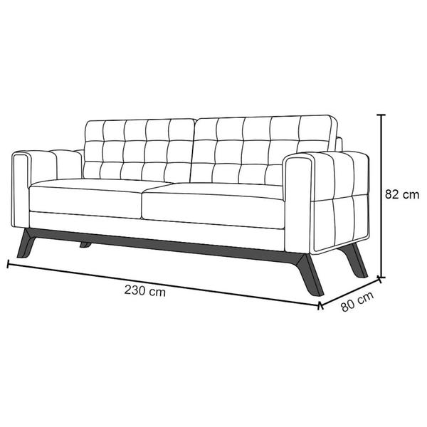 Imagem de Sofá 230 cm 3 Lugares Sandero B-292 Veludo Uva - Domi