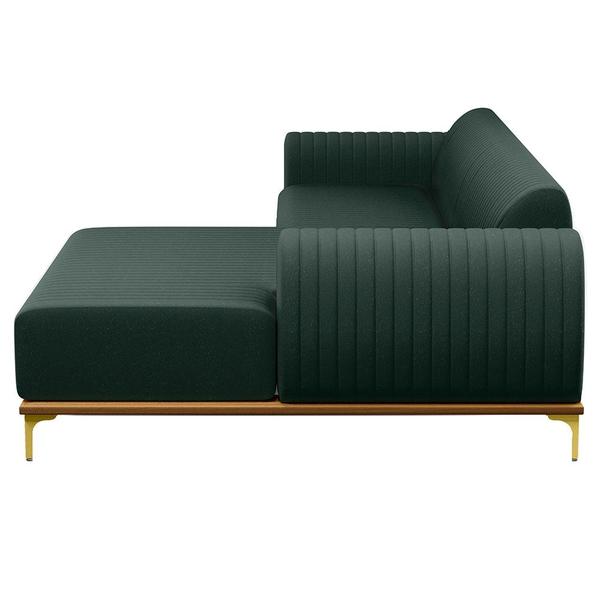 Imagem de Sofá 230cm 4 Lugares com Chaise Direito Pés Gold Molino C-117 Linho Verde - Domi