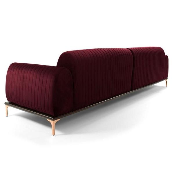 Imagem de Sofá 245cm 4 Lugares Chaise Molino Veludo Marsala