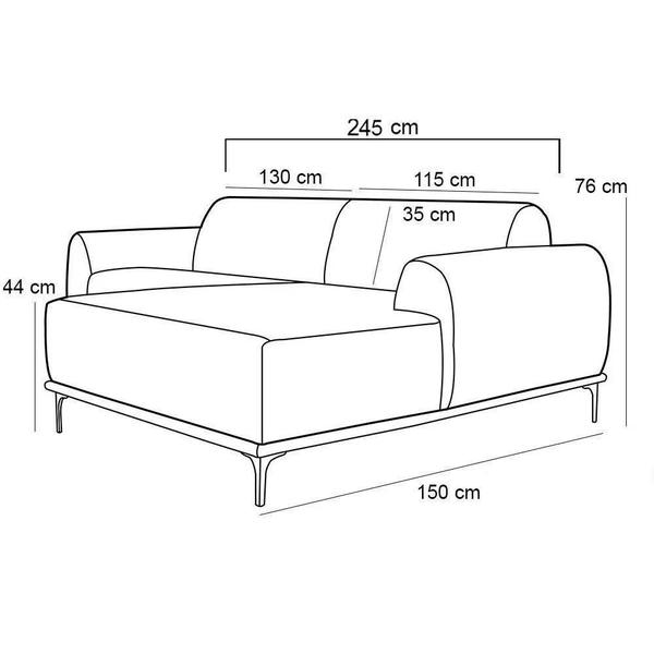 Imagem de Sofá 245cm 4 Lugares Chaise Molino Veludo Verde Musgo