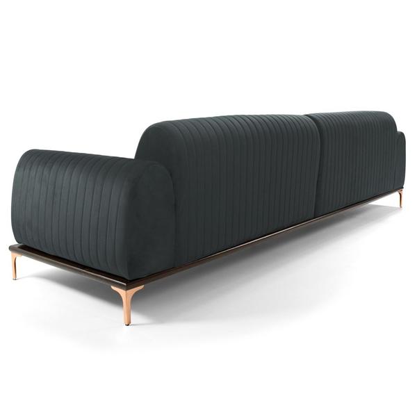 Imagem de Sofá 245cm 4 Lugares com Chaise Esquerdo Pés Gold Molino B-317 Veludo Cinza - Domi