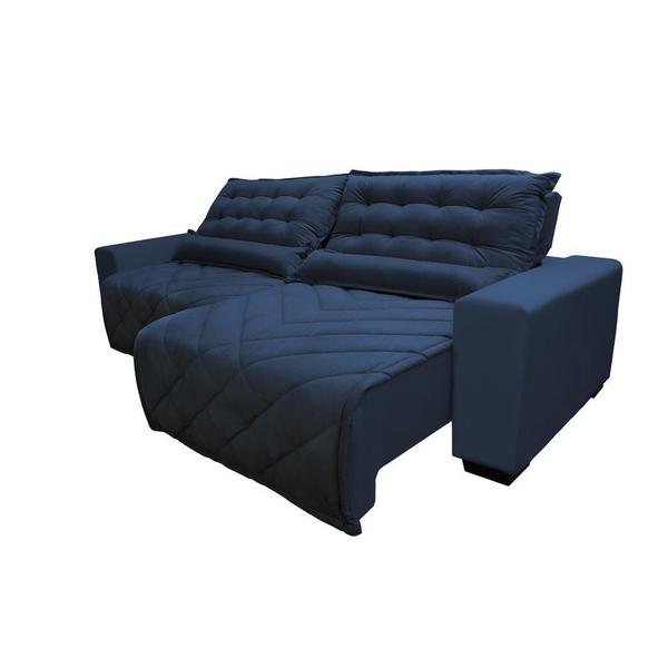 Imagem de Sofá 2,52m Retrátil e Reclinável com Molas Cama inBox Plus Tecido Suede Velusoft Azul