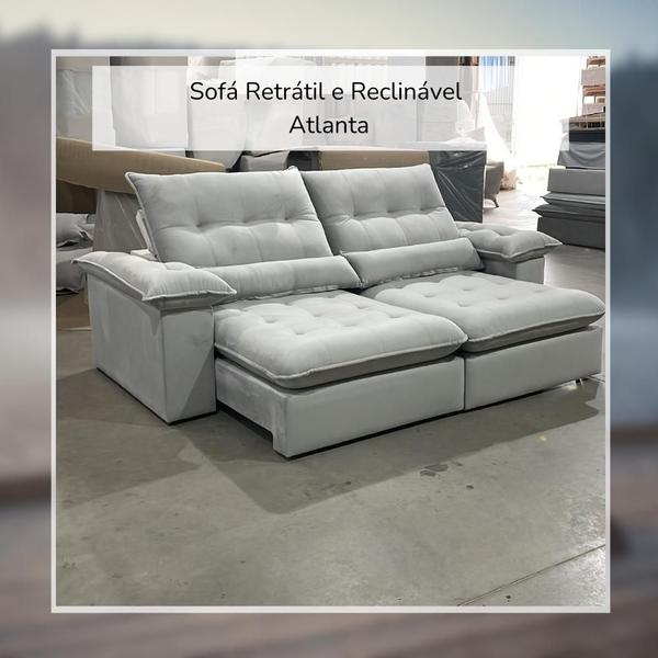 Imagem de Sofá 2,90m Retrátil e Reclinável Atlanta Com Molas ensacadas 5 Lugares Fabri Decor