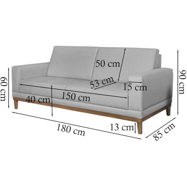 Imagem de Sofa 3 Lugares 180 cm Crons Linho Cinza Vazzano