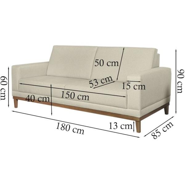 Imagem de Sofa 3 Lugares 180 cm Crons Linho Cru Vazzano