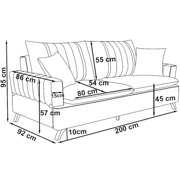 Imagem de Sofa 3 Lugares 200 cm Eron Linho Cinza Vazzano