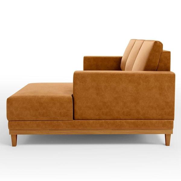 Imagem de Sofá 3 Lugares 200cm Living Com Chaise Direito Kayrós D05 Sintético Whisky - Mpozenato