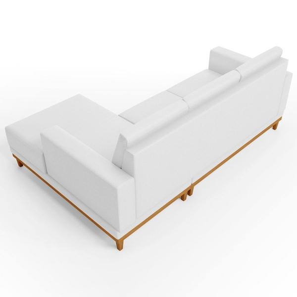 Imagem de Sofá 3 Lugares 200cm Living Com Chaise Direito Sala de Estar Kayrós D05 Sintético Branco  Mpozenato