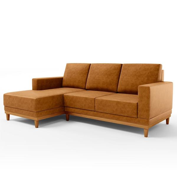 Imagem de Sofá 3 Lugares 200cm Living Com Chaise Esquerdo Kayrós D05 Sintético Whisky  Mpozenato