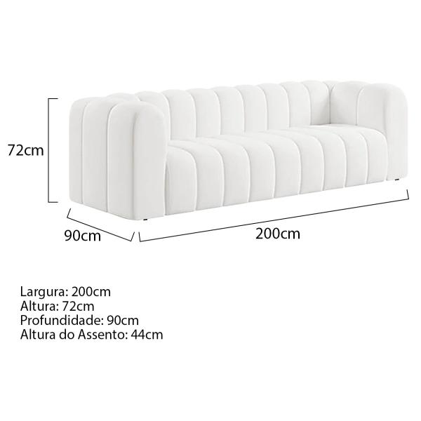 Imagem de Sofá 3 Lugares 200cm Orgânico Luxo Recepção Giordana Bouclé - ADJ Decor