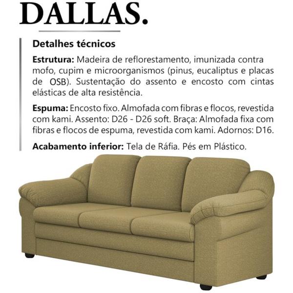 Imagem de Sofa 3 Lugares 207 cm Dallas Linho TCE 1025 Moll