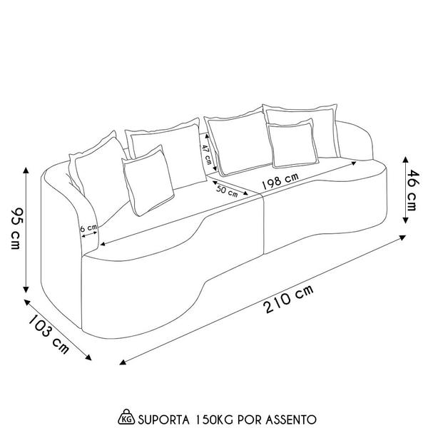 Imagem de Sofá 3 Lugares 210cm Orgânico Quito K04 Bouclê Areia - Mpozenato