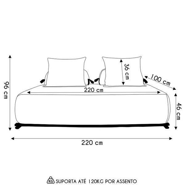 Imagem de Sofá 3 Lugares 220cm Ilha Base Madeira Viero S06 Bouclê Branco - Mpozenato