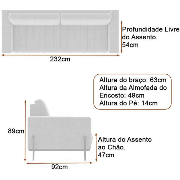 Imagem de Sofá 3 Lugares 232cm Ouro Base Madeira Veludo Verde - Sallar Home