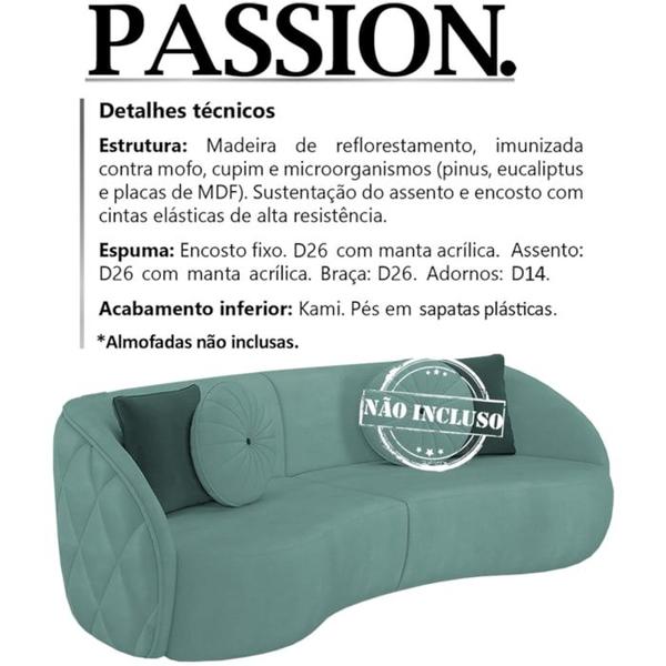 Imagem de Sofa 3 Lugares 240 cm Passion Veludo SL 946 Moll