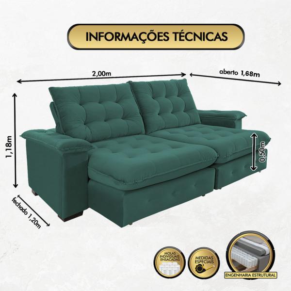 Imagem de Sofá 3 Lugares Coliseu 2.00m Retrátil e Reclinável Super Pillow  