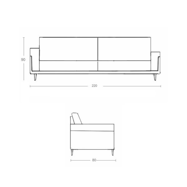 Imagem de Sofá 3 Lugares com 2 Almofadas Inclusas Multimóveis CR45240