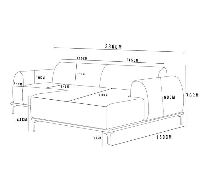 Imagem de Sofá 3 Lugares com Chaise Direito Para Sala Molino 230 cm D02 Veludo Telha C-262 - Lyam Decor