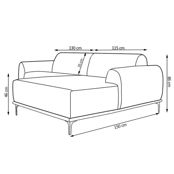 Imagem de Sofá 3 Lugares com Chaise Esquerdo Base de Madeira Euro 245 cm Veludo Marrom - Gran Belo