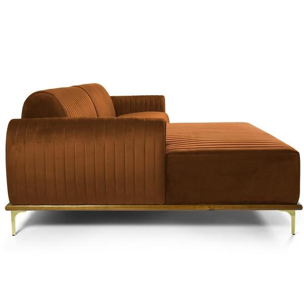 Imagem de Sofá 3 Lugares com Chaise Esquerdo Para Sala Molino 230 cm D02 Veludo Telha B-262 -Lyam Decor