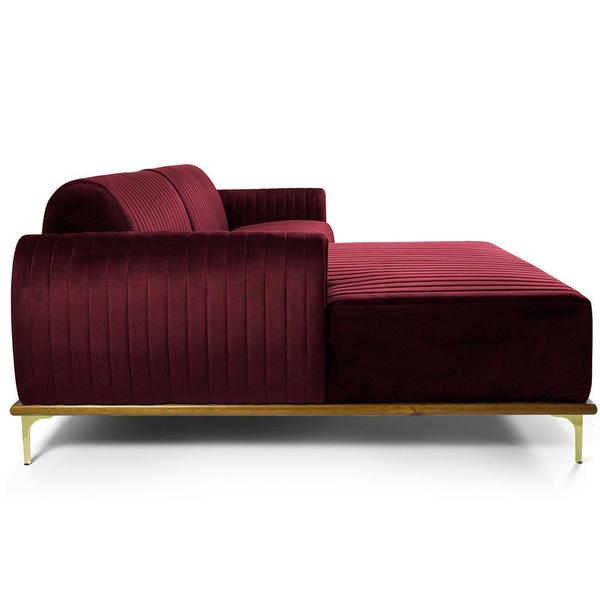 Imagem de Sofá 3 Lugares com Chaise Esquerdo Para Sala Molino 245 cm D02 Veludo Marsala C-278 - Lyam Decor