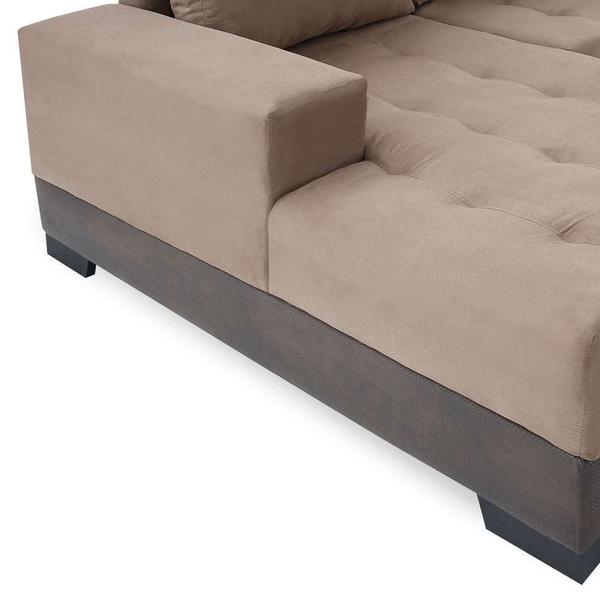 Imagem de Sofá 3 Lugares Com Chaise Patrícia Suede Chocolate