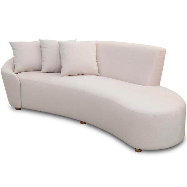 Imagem de Sofá 3 Lugares Com Puff Orgânico Sala Living 230cm Adam T03 Veludo Bege - Lyam Decor