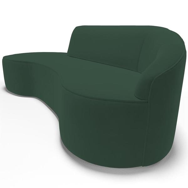 Imagem de Sofá 3 Lugares Curvo Sala de Estar Living Firenze Direito D02 Veludo Verde Musgo 180 cm C-303 - Lyam