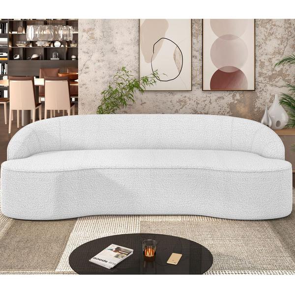 Imagem de Sofá 3 Lugares Curvo Sala de Estar Living Lótus D02 Bouclê Branco 210 cm B-53 - Lyam