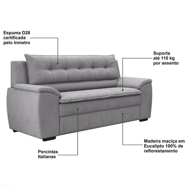 Imagem de Sofa 3 Lugares em Suede 2,10m Dommus com Almofada Fixa de Fibra de Silicone Flexforma Estofados