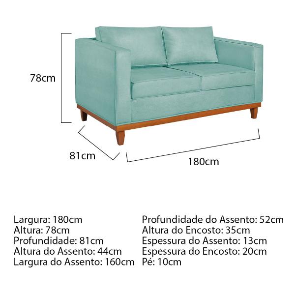 Imagem de Sofá 3 Lugares Europa 180 cm Estilo Conforto e Elegância Suede - Amarena Móveis