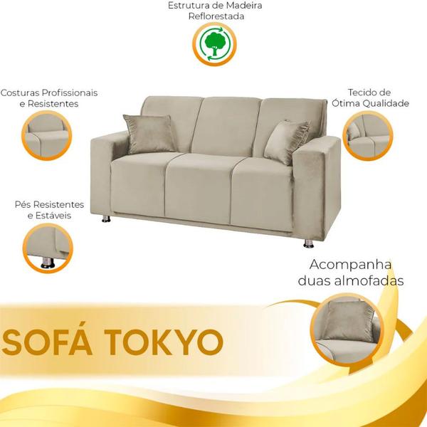 Imagem de Sofá 3 Lugares Fixo Tokyo Veludo Speciale Home