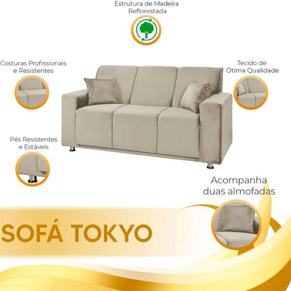 Imagem de Sofá 3 Lugares Fixo Tokyo Veludo - Star Confort