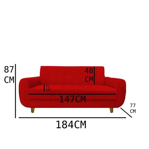 Imagem de Sofá 3 lugares Golden Suede Vermelho  - D'Classe Decor