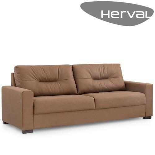 Imagem de Sofá 3 Lugares Herval Marine Suede Marrom, 183 cm