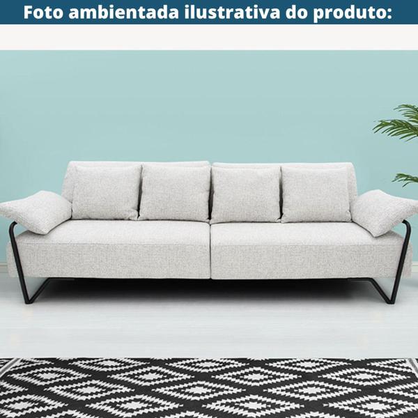 Imagem de Sofá 3 Lugares Herval MH-4223 Estofado Off White A Base Metalica Preta Fosca