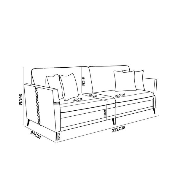 Imagem de Sofá 3 Lugares Living 222cm Mondaí Sintético Marrom/Veludo K01 - D'Rossi