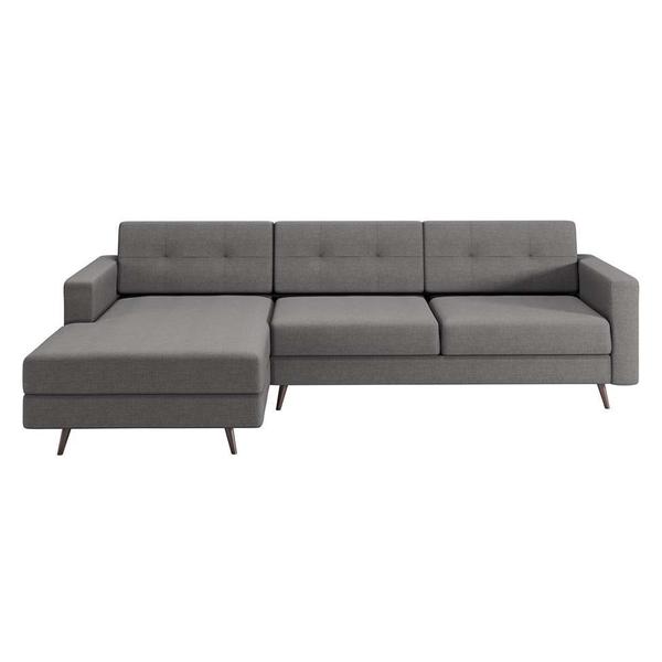 Imagem de Sofá 3 Lugares Living com Chaise Pé Palito Linho Cotton Cinza