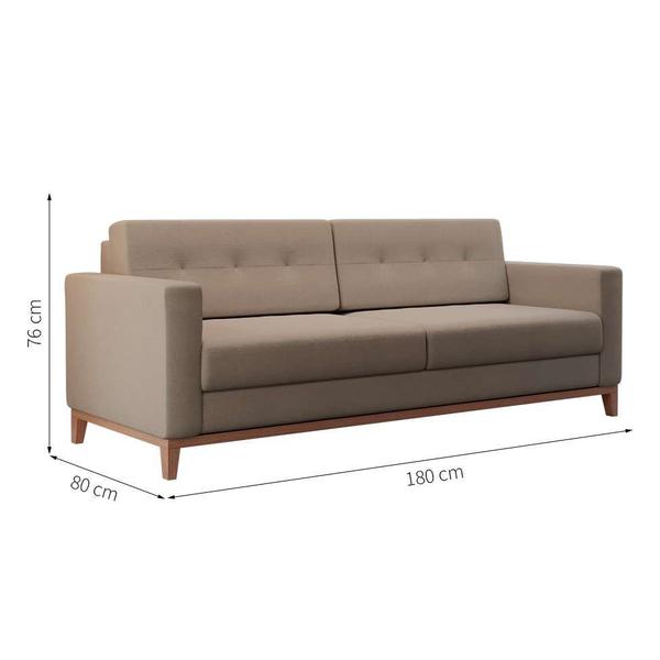 Imagem de Sofá 3 Lugares Living Pés e Base em Madeira Linho Cotton Bege 180 cm