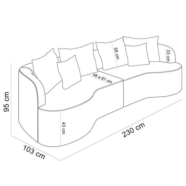 Imagem de Sofá 3 Lugares Orgânico Sala De Estar Living 230cm Ekos K01 Bouclê Bege - Lyam Decor