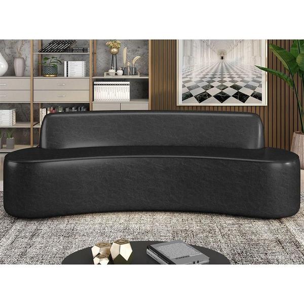 Imagem de Sofá 3 Lugares Para Sala De Estar Living 210cm Koane D06 Sintético Preto - Mpozenato