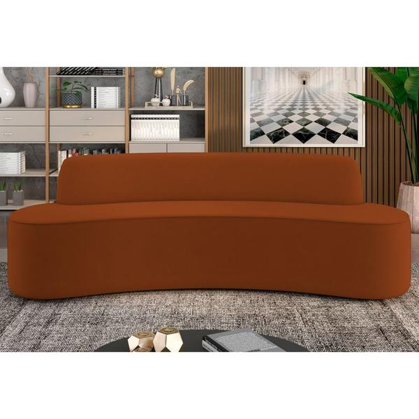 Imagem de Sofá 3 Lugares para Sala de Estar Living 210cm Koane D06 Veludo Laranja - Mpozenato